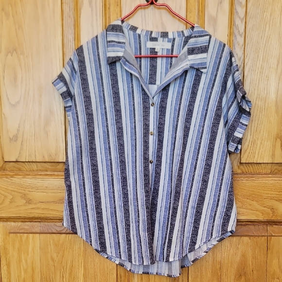 "Open to Offers" Eden & Olivia Blue and Gray Collar Button Down Shirt - Picture 1 of 3